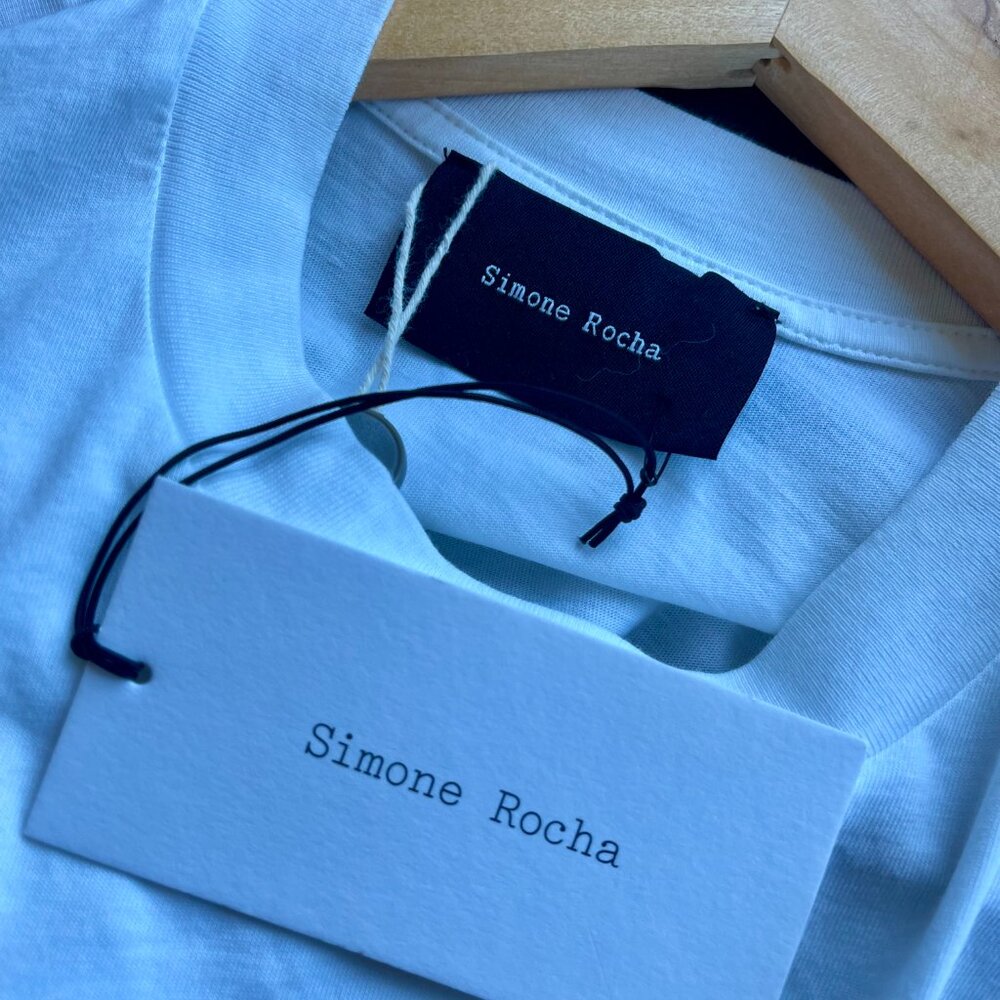 Simone Rocha Floral Scallop Hem T-shirt White Size XXS NWT Minor Flaws - Picture 5 of 5